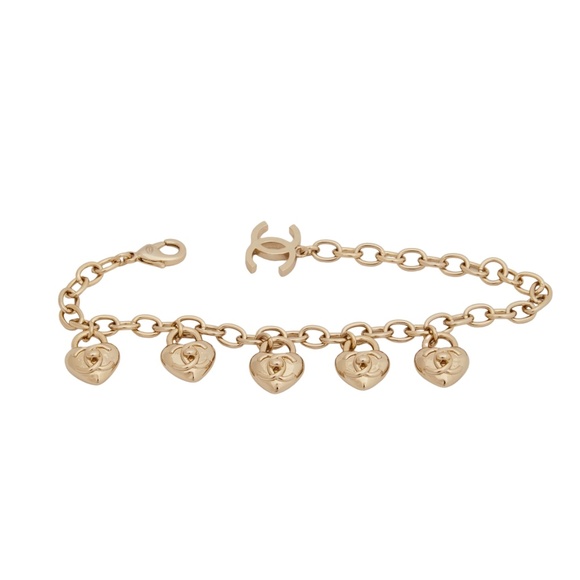 CHANEL LIGHT GOLD CC TURNLOCK MINI HEARTS BRACELET (2022) - Picture 1 of 6